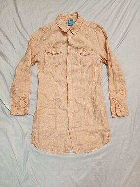 Island Company Safari Quiet Luxury 100% Linen Dress Women Small Peach Coastal